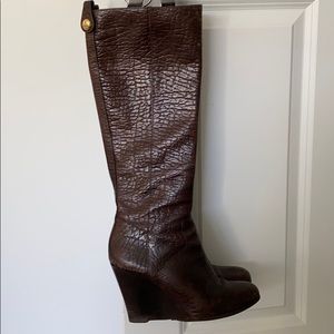 Tori Burch brown wedge boots size 9